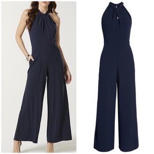 New Julia Jordan Halter Wide Leg Jumpsuit Navy 12